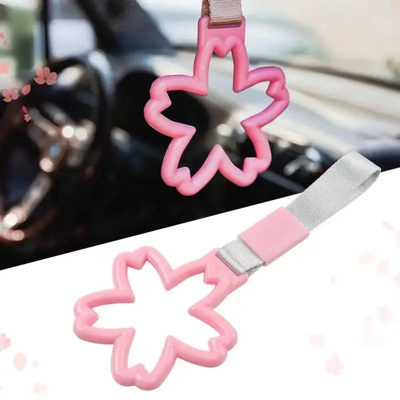 A Colorful Cherry Blossom Car Roof Handle, Equipped with a Warning Tow Rope and a Rear Bumper Ring. Automotive Accessory