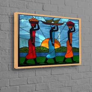Abstract Sunset Canvas – African Landscape & Woman Art Print, Unframed