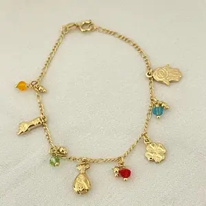 18k Gold Plated Charm Bracelet 7.5”