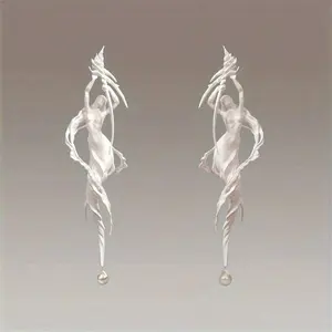 1pair White Siren Mermaid Inspired Faux Pearl Beaded Drop Earrings, Perfect For Wedding, Party And Valentine's Day