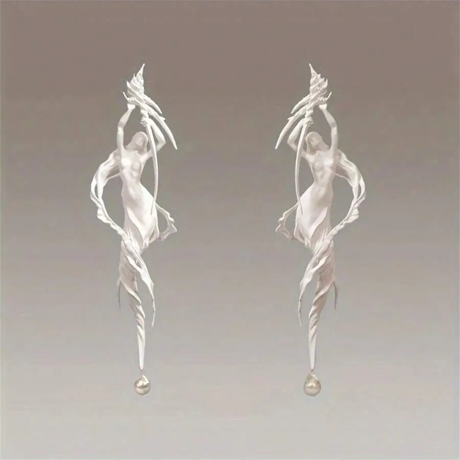 1pair White Siren Mermaid Inspired Faux Pearl Beaded Drop Earrings, Perfect For Wedding, Party And Valentine's Day