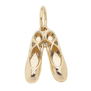 Ballet Slippers Charm in Shiny Gold Delicate Polished Gold Plating for Ballet Enthusiasts 1L x .5W Elegant Design Symbolizes Grace and Elegance