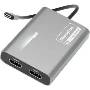 USB C to HDMI Adapter, Dual  4K 60Hz for   M1/M2/M3, DisplayLink Multiple Displays for Thunderbolt MacBook or iMac, Driver Required (USBC-6950M)