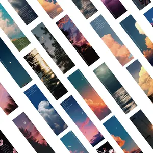 Landscape Pattern Bookmark, 30pcs/set Cloud & Moon & Star Pattern Bookmark, DIY Decorative Bookmark for Home School Office