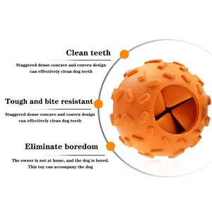 （orange-yellow）Leakage ball puzzle throwing dog bite toy ball grinding teeth cleaning rubber dog toy