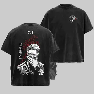 Retro Vintage Nanami Kento Oversized Washed Tee -  Hoodie, Unisex Graphic 90s Cotton, Gift For Wibu, Anime Manga Y2K Streetwear, Jujutsu Kaisen Fan, Summer Outfits, Gift For Him Her