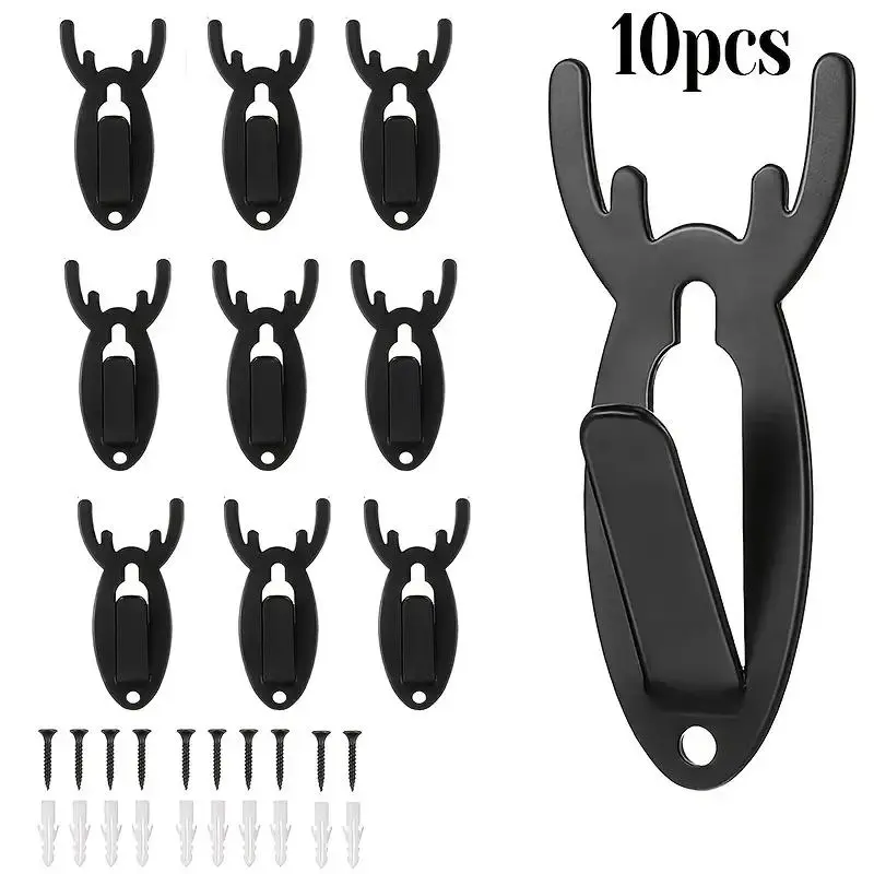 5/10Pcs Steel Hook European Mount Skull Wall Hangers, Antler-Style Trophy Display Brackets, Hangable Car Exterior & Home Wall Decor, Easy Installation Load-Bearing Ornaments