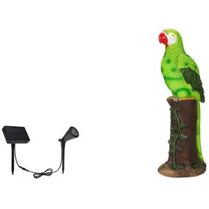 Techko Green Parrot Statue with Solar Spotlight