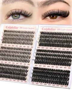 Calphidar Eyelash Clusters 30D+40D+50D+60D+80D+100D, DIY Curly Wispy Individual Natural Lash Extension for Beginners, 476PCS D, 10-16MM
