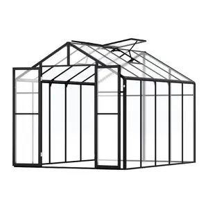 VEVOR Polycarbonate Greenhouse, 8x 10 Ft, Outdoor Greenhouse with 2 Vent Windows, Pavilion Styled Greenhouse with Hinged Door, Aluminum Large Walk-in Greenhouse Kit for Outside Garden Backyard