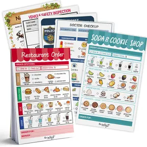 6 Count Playtime Notepads for Kids - 40 Pages of Imaginative Role Play - Durable Tear-Off Pages - Perfect for Preschool Kindergarten & Homeschooling - Enhances Creativity & Social Skills