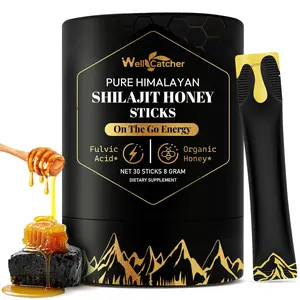 30 Packs Pure Himalayan Shilajit Honey Sticks - Organic Raw Honey Shilajit Sticks for Men Women with Saffron Boost Energy Vitality & Immune Support