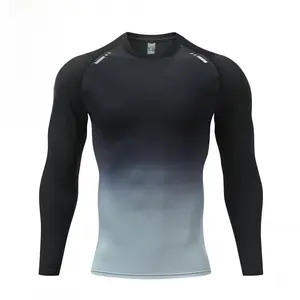 Men's Plus Size Autumn & Winter Fleece-Lined Tight-Fitting Long-Sleeve Quick-Dry Compression Fitness Shirt, Sports Thermal Base Layer, Running Training Top, Compression Shirts