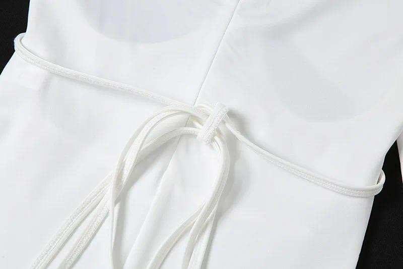 Bandage Hollow Out Long Sleeve Skinny Rompers Womens Jumpsuit Fashion Sporty Workout Active Wear White Autumn Jumpsuits