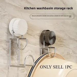 Swivel stainless steel suction cup basin hanging rack without punching wall hanging basin bathroom basin hook storage rack