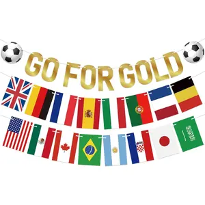 Go for  Banner Garland 3 count Pre-Strung   Soccer Banner for  Soccer Party Decorations Indoor and Outdoor