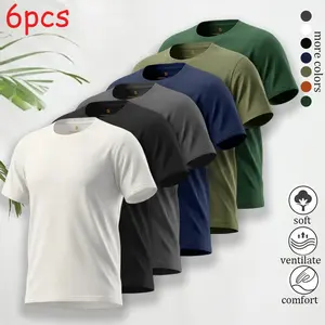 Men’s Classic 6-Pack Short Sleeve Crew Neck T-Shirts – Premium fit, comfortable and casual for everyday wear, soft and breathable fabric, versatile style suitable for various occasions