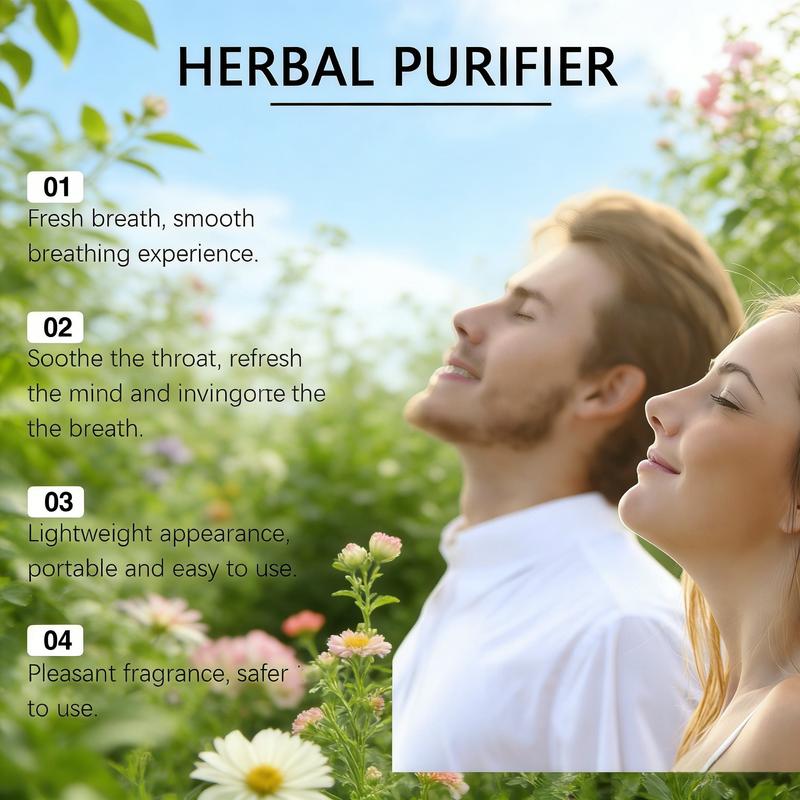 XIMONTH 4-IN-1 Wellness Herbal Diffusion Pen Thyme &Mint Extracts for Lung Detoxification Oral Air FresheningRelaxation Stick Solution