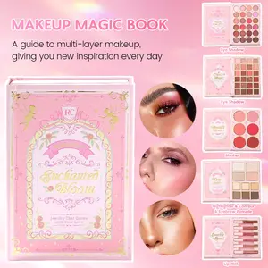 Makeup set kit magic book, makeup kits including multi-color eye shadow, lip gloss, powder blusher, highlight, a complete set of makeup magic book, Makeup Gift Sets, an ideal gift for women in holiday gatherings