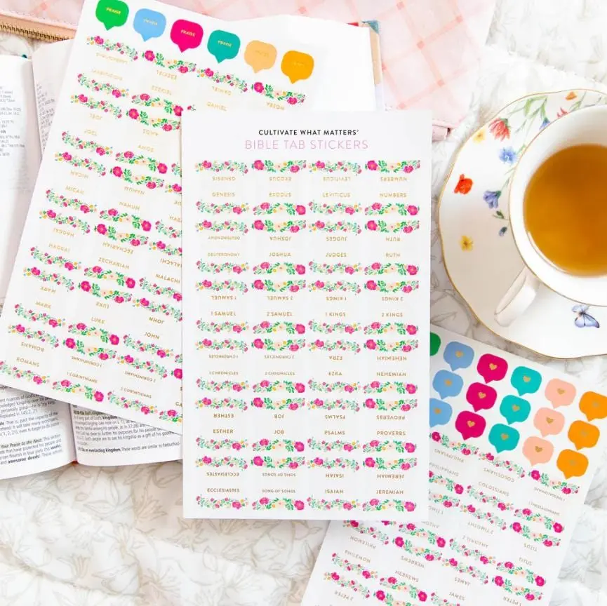 Christian Bible Tabs - Bloom Bible Tab Stickers - Christian Gift - Books Of The Bible Tabs - Bible Accessories - Bible Tabs - Stickers