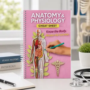 Anatomy & Physiology Cheat Sheet Spiral Bound Study Guide, Human Body Systems Quick Reference Notebook for Nursing, Medical Assistant and Healthcare Students