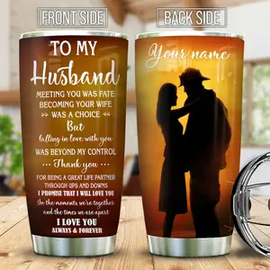 Personalized To My Husband Tumbler, Custom Couple Tumbler Coffee Cup Travel Mug, Anniversary Gift For Him, Gift For Husband, Valentines Gift