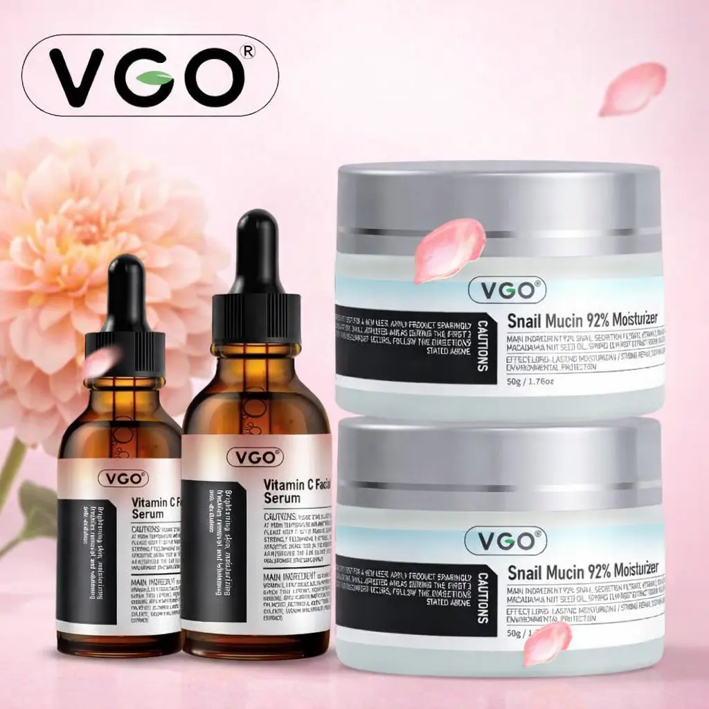 VGO Moisture Boost Duo Set - 92% Snail Mucin Cream & Vitamin C Face Serum, Lightweight Moisturizer, Breathable Gel, Dry Skin Hydration, Unisex, Daytime Use, Great for Morning & Night Routines, All Skin Types, Easy to Layer, 24-Month Shelf Life