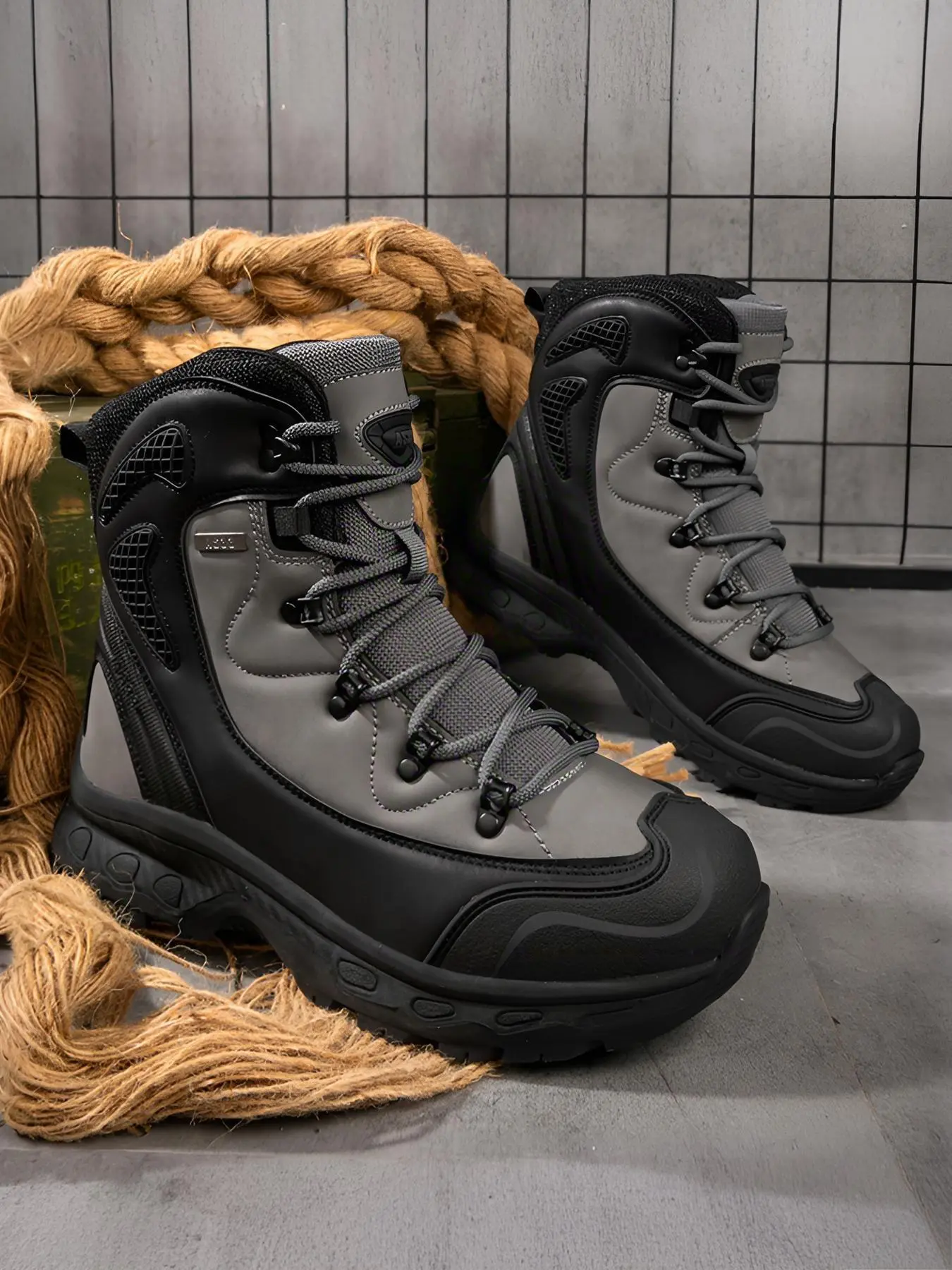 Men's Fashion Versatile Military Boots, High-Top Comfortable Breathable Waterproof Hiking Shoes, Outdoor Soft Desert Boots, Lightweight Hiking Boots