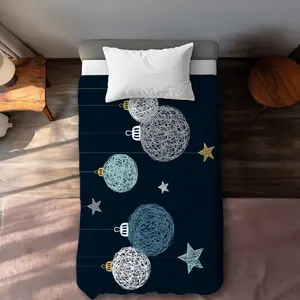 360 Stand Decorative Bedding Set - Twin XL Size Modern Abstract Blue Design Microfiber Duvet Cover Set, Breathable Fabric, Festive Holiday Bedding Decor, Machine Washable