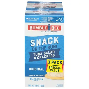 Snack On The Run! Protein Pack, 8g per Box - Original Tuna Salad with Crackers Kit - Ready to Eat Easy-Open Can - Wild Caught MSC-Certified Tuna (Pack of 3)