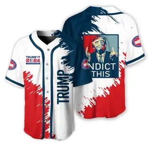 Trump In.d ict This Baseball Jersey, Trump I'm Voting Fe-l.on for President 2024, 4th of July Flag Baseball Jersey, Button Down Shirt, Trump Jersey