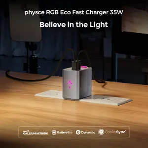 35W GaN Dual Port Charger Block, RGB Eco Fast Charger, USB C Wall Charger with Foldable Plug for iPhone 17/16 Series, iPad, Galaxy S25/S24/S24 Ultra/S23, Pixel 10/9/8, iPad