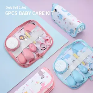 Baby Care Kit with Storage Bag, 6 Counts/set Portable Travel Baby Care Kit, Baby Supply Kit, Newborn Baby Essentials, Brushes, Combs, Toenail Trimmer, Fingernail Cutter