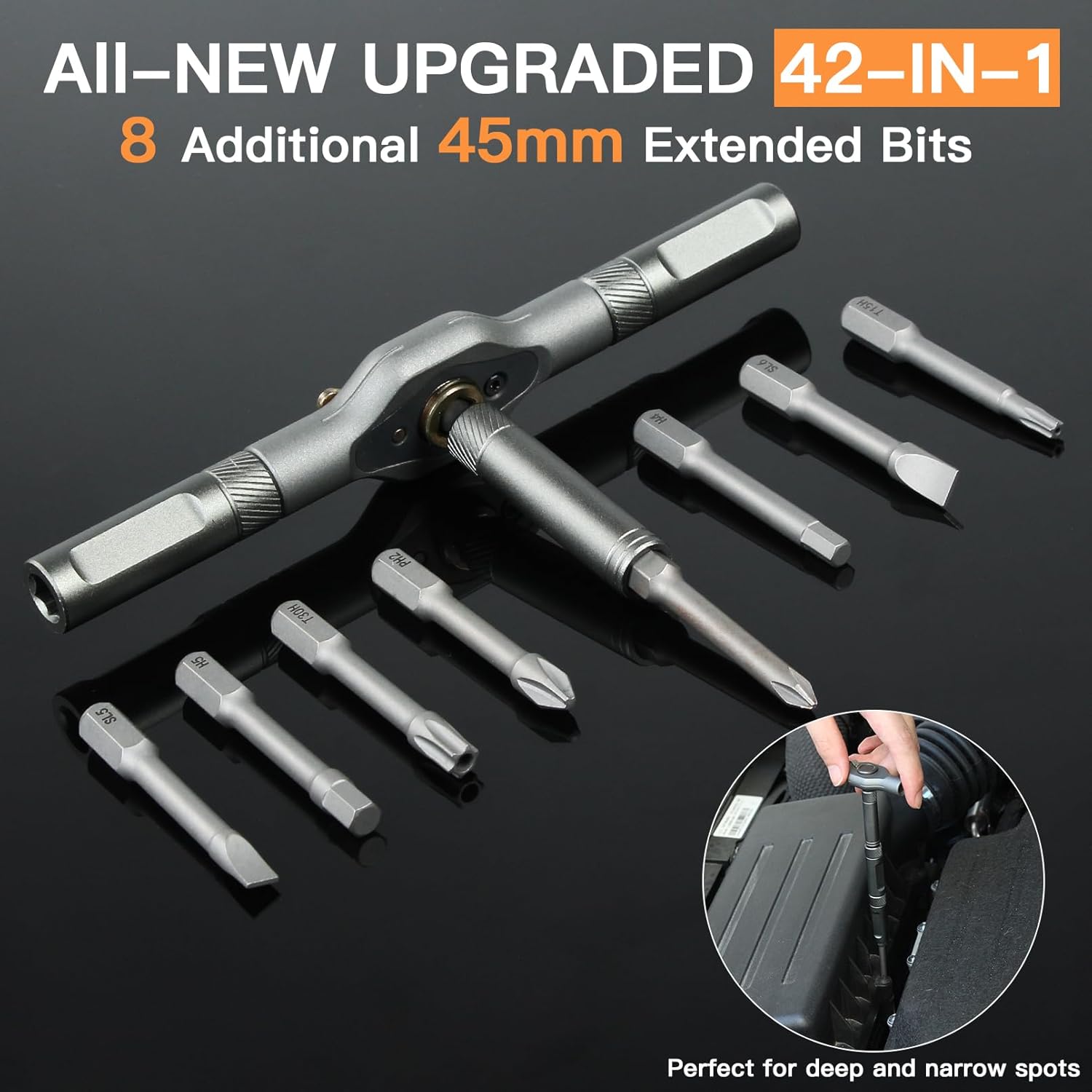 Votrek 42 in 1 Magnetic Screwdriver, Screwdriver Set, Multi Bit Ratcheting Screwdriver Set with Storage Case Repair Tool Kit for Computer, Eyeglass, Bicycles, Watch, Ring Doorbell, Furniture and DIY