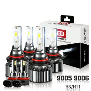 4PCS+6PCS LED Headlight Bulbs 9005 HB3 9006 H11 High Low Beam Combo, 600% Brighter Than Halogen, 6500K Cool White, IP68 Waterproof, Quick Installation for Cars, Trucks, SUVs & Vans