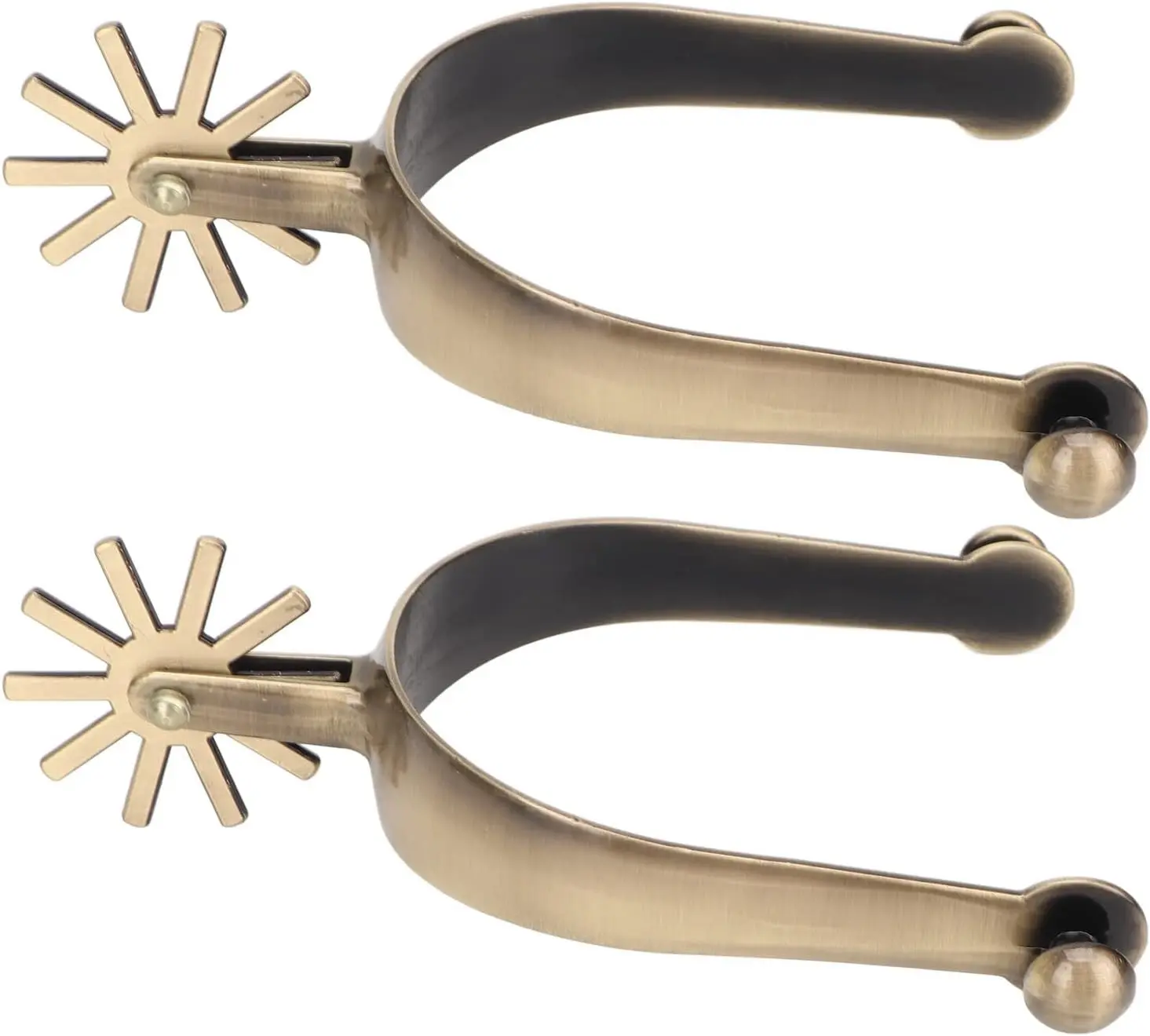 Vintage Cowboy Spurs for Men 4.1x3 Inch,Zinc Alloy Western Boot Spurs with Rotating Rowels, Antique Gold Equestrian Spurs for Riding Training & Competition