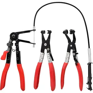 3Pcs Hose Clamp Pliers,Remover Kit with Long Reach Wire Spring Hose Clamp Pliers for Automotive Coolant Radiator Heater and Water Hose with Band Flat or Large Clamps