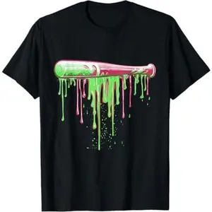 Unique Design Baseball Bat with Sprinkles Drip For Men Boys T-Shirt
