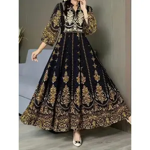 Boho Ethnic Embroidered Maxi Dress, Elegant Long Beach Vacation Skirt, Vintage Style Casual Travel, Plus Size Women Clothing, Womenswear