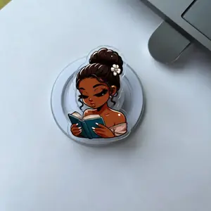 Cute Book Lover Phone Grip Featuring A Reading Girl Design, Aesthetic And Sturdy, Perfect Gift For Girls Who Love Books And Cozy Vibes