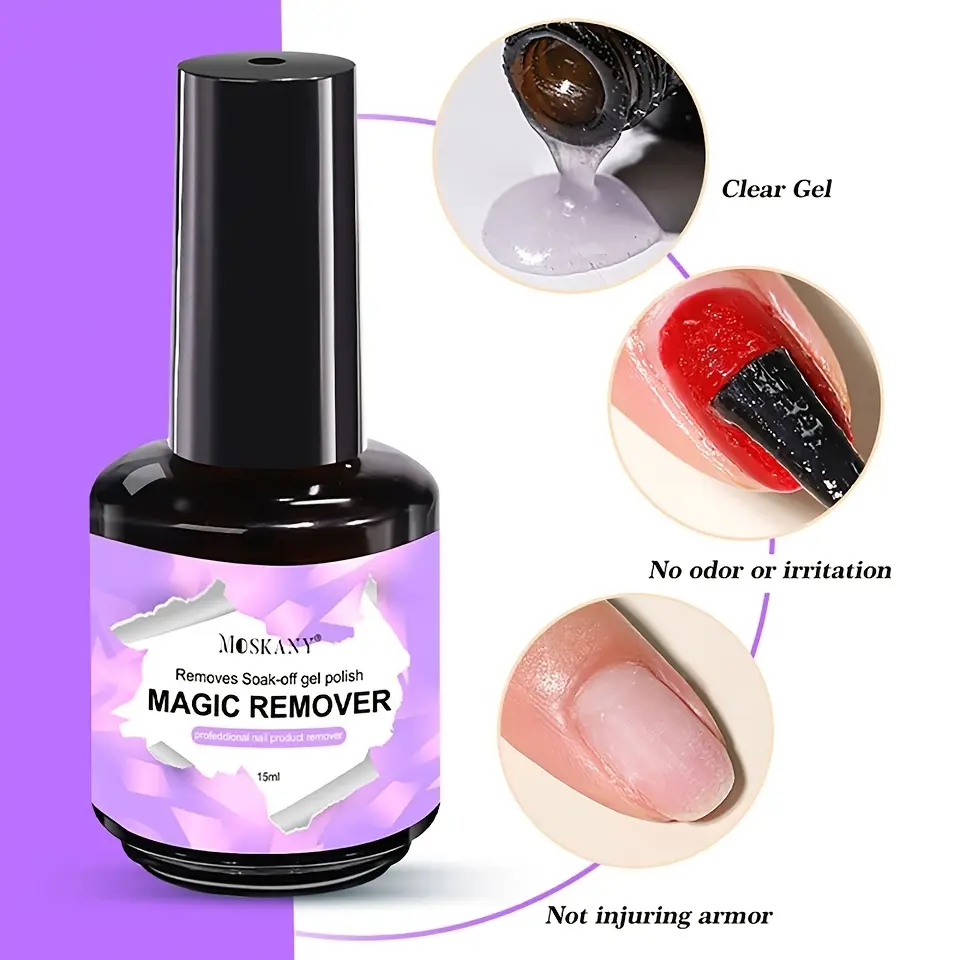 Mild Magic Nail Remover Gel Fast Removal Soak Off Gel Polish No Hurt Nails Odor-Free Manicure Remover Supplies For Beginners Salon Use