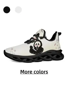 Unisex Ghost-Print Sneakers, Textile Upper, Eva Sole, Casual Style, All-Over Print, Halloween Theme, Comfortable & Durable
