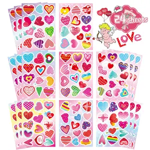 Valentines Stickers 24 Sheets Colorful Love Heart Stickers , Valentine's Day Love Decorative Stickers for Valentine's Day Anniversaries Wedding Party Favors