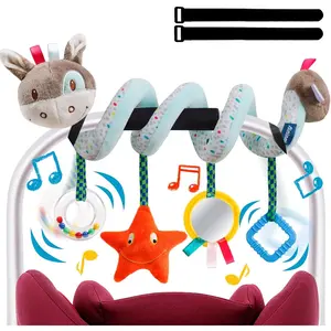 Baby Car Seat Toys Activity Stroller Toy for Boys Girls 0 3 6 9 10 12 Months, Spiral Hanging Plush Toys, Baby Shower Thank You Gifts