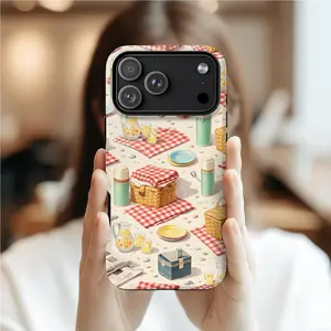 Picnic Aesthetic Phone Case | Gingham Waffles Collage Cute Case