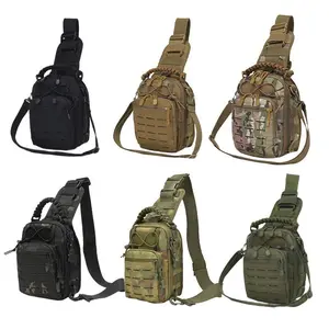 Military fan sports men's one-shoulder crossbody bag camouflage tactical chest bag outdoor portable cycling hanging bag gym