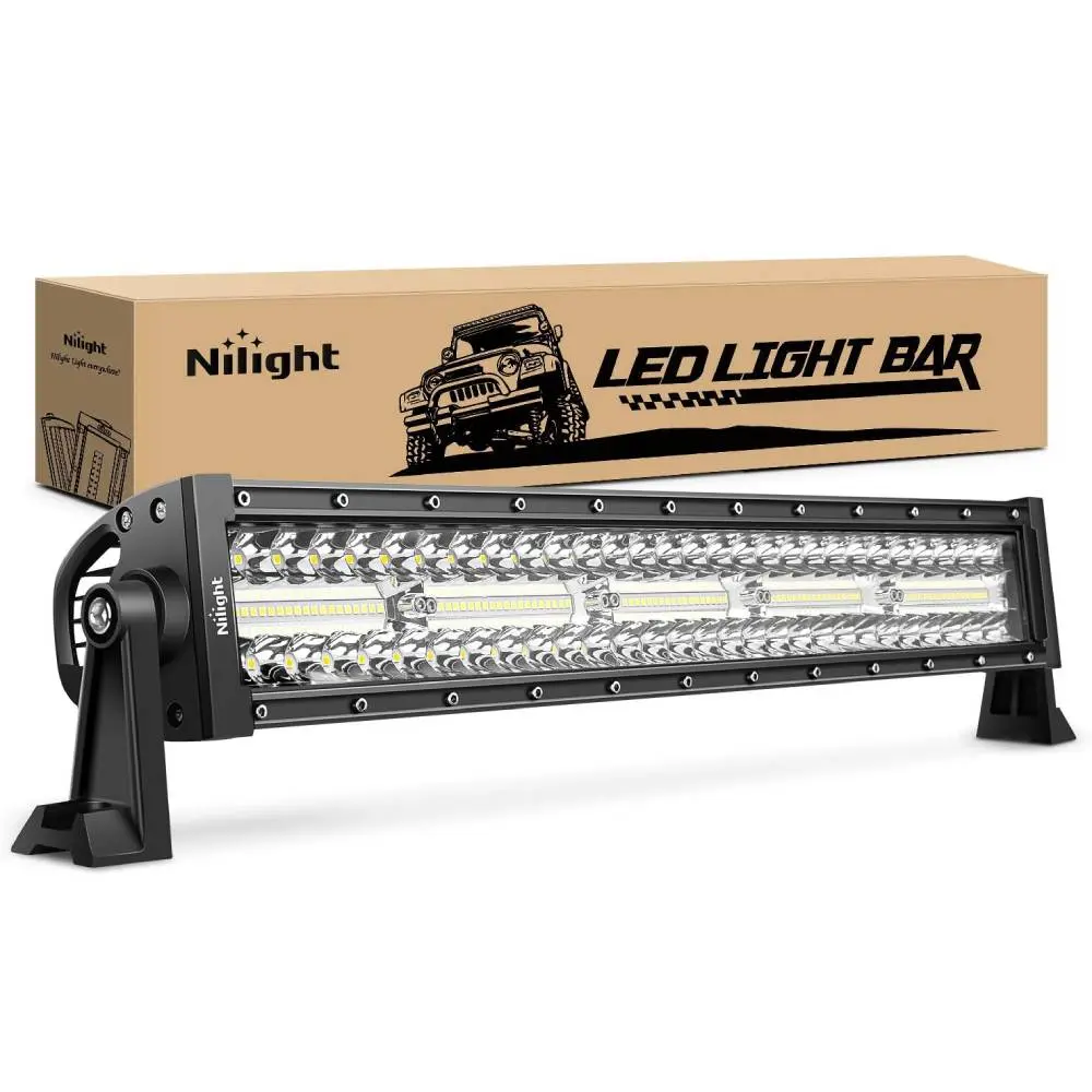Nilight 1pcs 22-in 480W Triple-Row Spot+Flood Combo LED Work Light - Extreme Brightness, IP67 LED Car Lights, PC Lens, Aluminum Sliding Mount, 50000+ Hr Lifespan, -40~85°C Operation for SUV, Ute, Tri-Row Leds