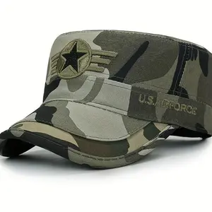 Middle-aged Men's Hat Baseball Cap Camouflage Military Cap Men's Flat Top Duckbill Cap Casual Sun Protection Hat Spring Autumn Hat