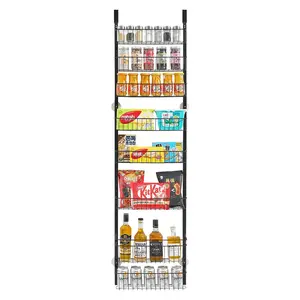 【Father's Day】VEVOR Over the Door Pantry Organizer,  , 8-Tier Pantry Organization and Storage, Heavy-Duty Steel Hanging Spice Rack, Adjustable Wall Seasoning Shelves, for Home Kitchen Laundry Room Bathroom, Black