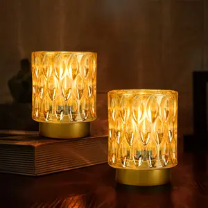 Battery Operated Mini Crystal Table Lamp with LED Bulb for Power Outage - Cordless and Timer Equipped